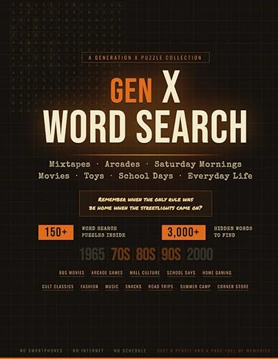 Gen X Word Search: A Puzzle Book for the Generation That Grew Up Analog — book cover by Lucas James